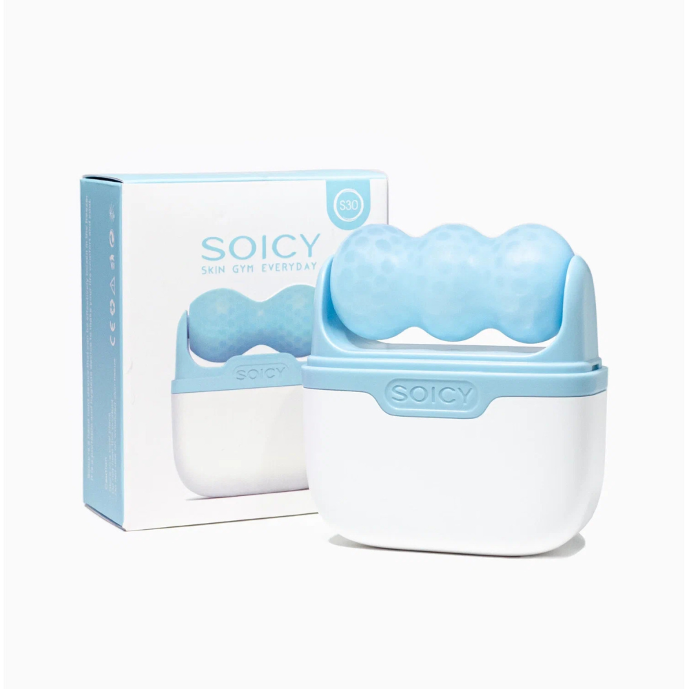 [MEZONICA] Массажер для лица и тела голубой роликовый ОХЛАЖДАЮЩИЙ Soicy 30 Blue, 1 шт