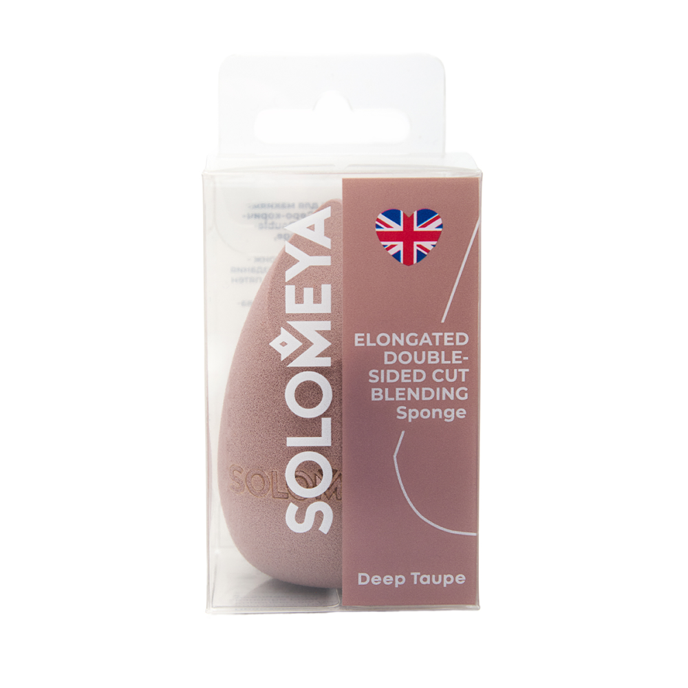 [SOLOMEYA] Спонж для макияжа вытянутый с двойным срезом СЕРО-КОРИЧНЕВЫЙ Sponge Deep Taupe, 1 шт