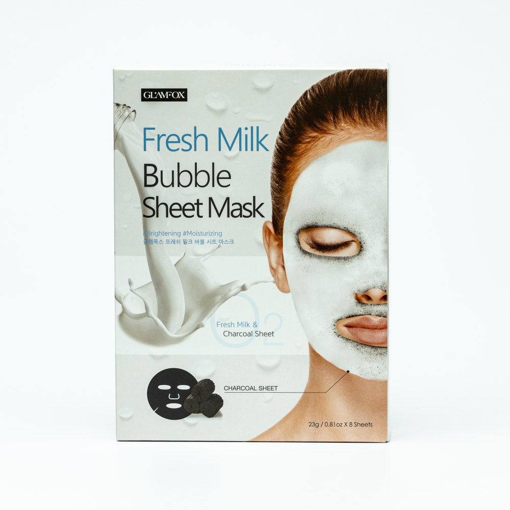 [GLAMFOX] Маска для лица кислородная тканевая ПРОТЕИНЫ МОЛОКА Fresh Milk Bubble Mask, 23 мл