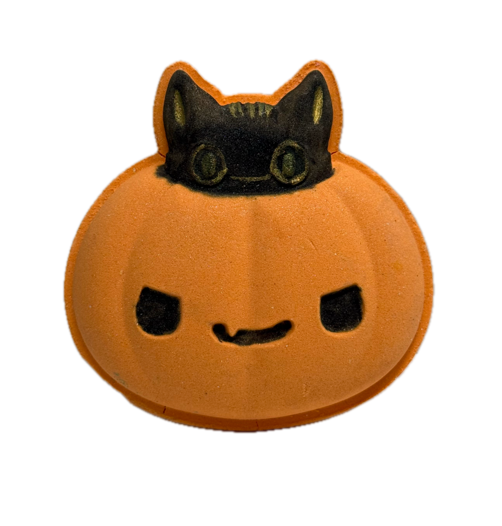 [NOKAMI] Бомбочка для ванн ручной работы КОТИК В ТЫКВЕ с ароматом ТЫКВЕННО-КАРАМЕЛЬНЫЙ, 210 гр