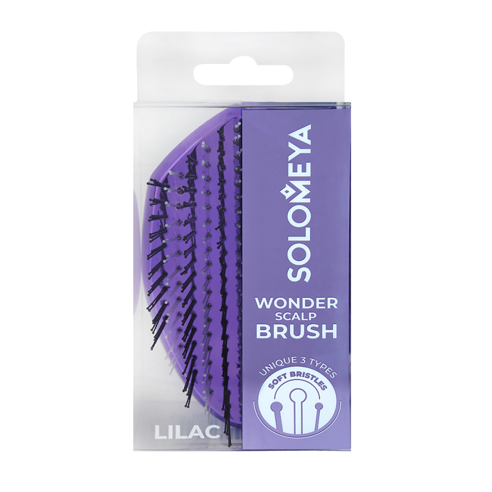 [SOLOMEYA] Расческа для распутывания, массажа и мытья кожи головы ЛИЛОВАЯ МИНИ Scalp Brush Lilac MINI, 1 шт