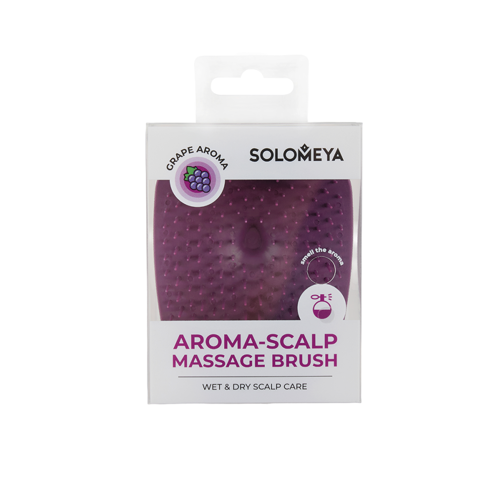 [SOLOMEYA] Щетка массажная для головы и мытья волос АРОМАТ ВИНОГРАД Aroma-Scalp Massage Brush Grape, 1 шт
