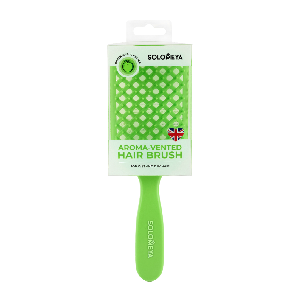 [SOLOMEYA] Расческа для волос вентилируемая АРОМАТ ЗЕЛЕНОЕ ЯБЛОКО Aroma-Vented Hair Brush Green Apple, 1 шт